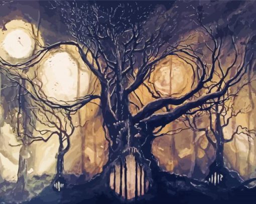 Dark Creepy Forest Art Paint By Number