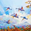 Flying Swans Over Trees Art Paint By Number