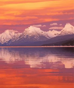 Glacier Sunset Water Reflection Paint By Number