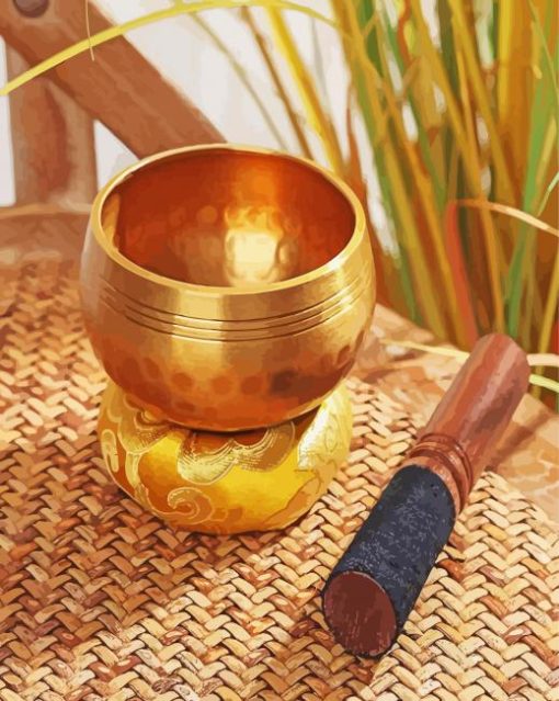 Golden Singing Bowl Paint By Number