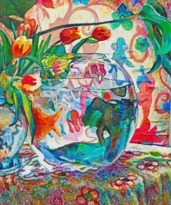 Goldfish Bowl And Flowers Vase Paint By Number