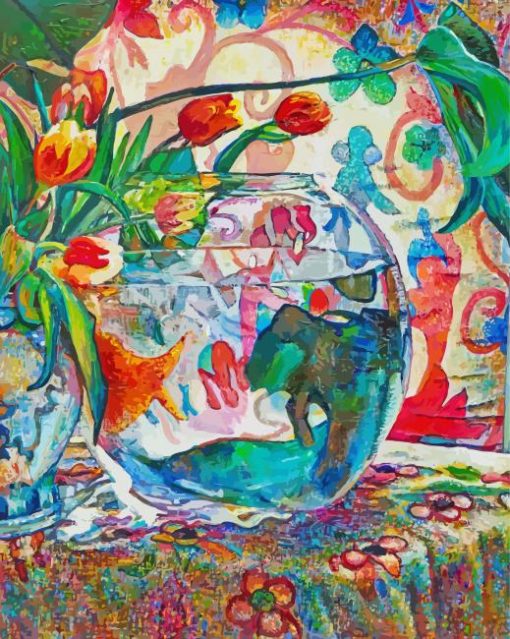 Goldfish Bowl And Flowers Vase Paint By Number