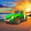 Green Vw Car Sunset Paint By Number