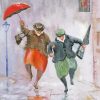 Happy Old Ladies With Umbrellas Paint By Number