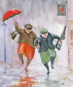 Happy Old Ladies With Umbrellas Paint By Number