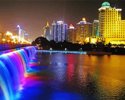 Nanning City By Night Paint By Number