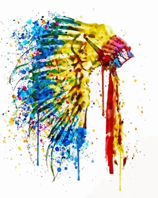 Native American Feather Headdress Paint By Number