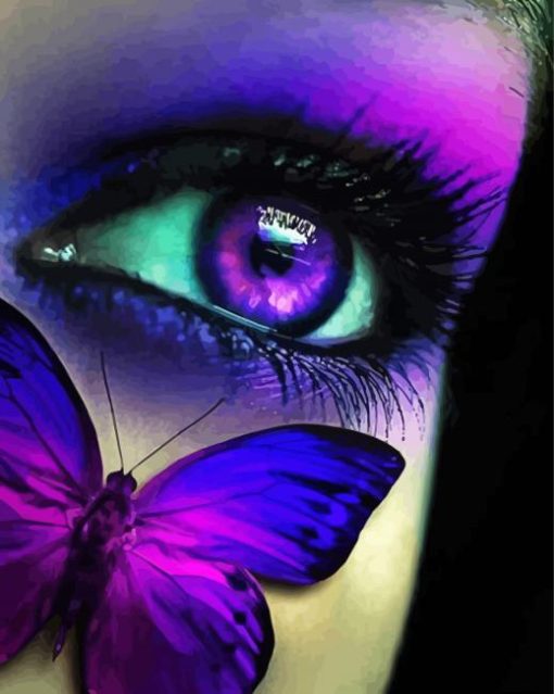 Purple Eye And Butterfly Paint By Number