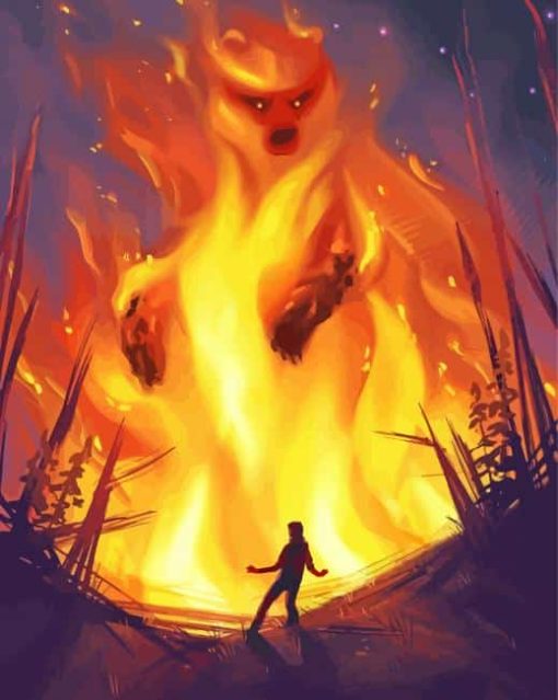 Scary Bear Fire Art Paint By Number