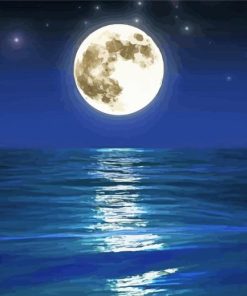 Starry Night Moon Over Ocean Paint By Number