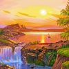 Sunset Waterfall River Paint By Number