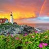 Wonderful Portland Lighthouse Sunset Paint By Number