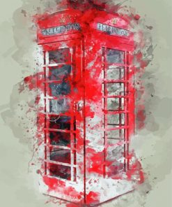 Abstract Red Phone Box Paint By Number