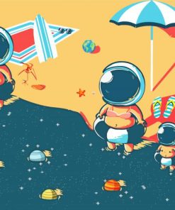 Astronaut Family In Beach Paint By Number