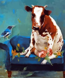 Cow And Bird On Sofa Paint By Number