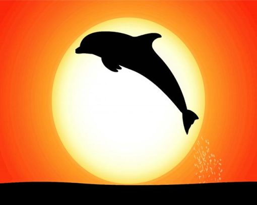 Dolphin At Sunset Silhouette Paint By Number