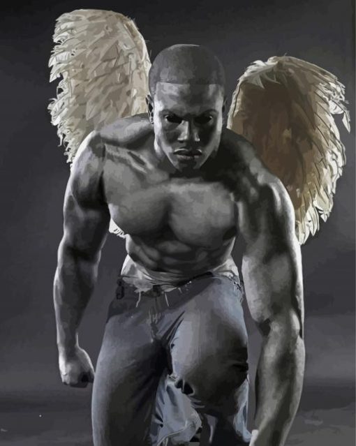 Black And White Male Angel Paint By Number