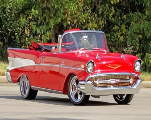 Red 1957 Chevy Paint By Number