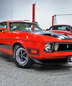 Red 1973 Mustang Paint By Number