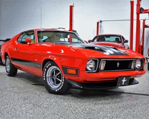 Red 1973 Mustang Paint By Number