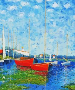 Red Boats Claude Monet Paint By Number