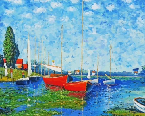 Red Boats Claude Monet Paint By Number